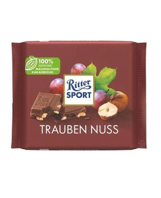 Молочний шоколад Ritter Sport Trauben Nuss із ізюмом та фундуком 100г 111680 фото
