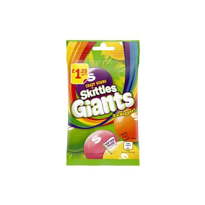 Драже Skittles Giants Vegan Sour Fruit Гиганты Кислый Фруктовый 116 г 112195 фото