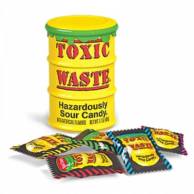 Кислі льодяники Toxic Waste Sweets Yellow Tubs Токсик вейст жовтий 42 г 112150 фото