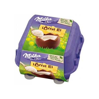Шоколадні яйця Мілка Milka Löffel Ei Milk Creme з начинкою молочний крем 144 г 112499 фото