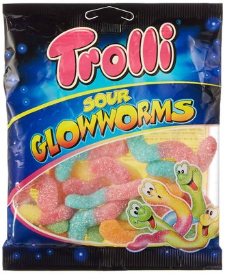 Желейки Sour Glowworms кислые черви 100г ТМ Trolli Тролли Германия 111735 фото