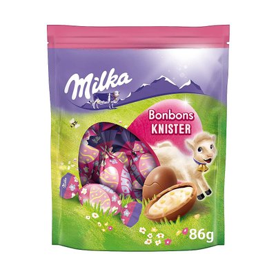 Шоколадні яйця Milka Bonbon Knister Великодні цукерки 86 г 7622210835574 фото